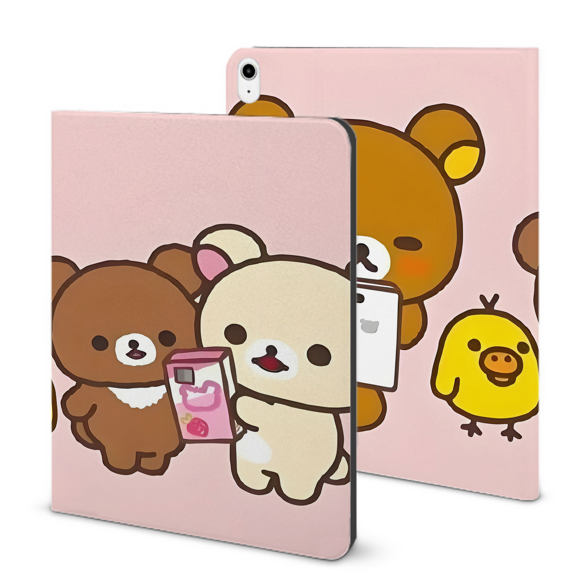 （画像用） リラックマ リラックマ キイロイトリ Rilakkuma Korilakkuma Kiiroitori IPadケース ペンホルダー付き ブックスタイルデザイン